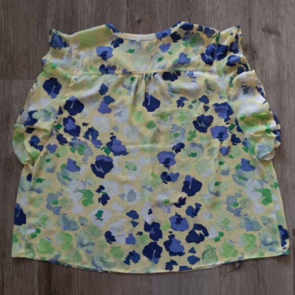 Zac & Rachel Lemon Meringue VNeck Top Short Ruffle Sleeves Blouse Plus Sz 2x - Picture 8 of 11